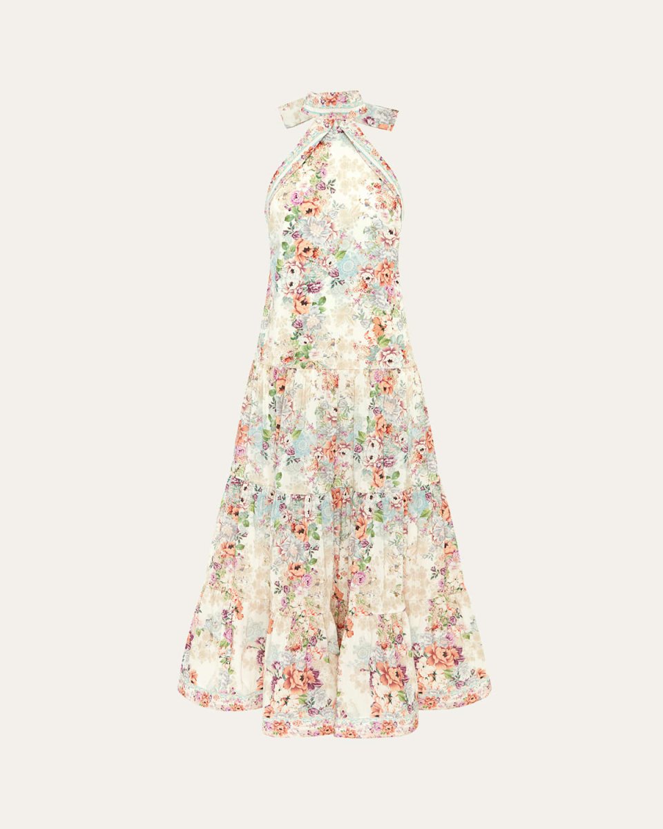 Evelyn Backless Halter Maxi Dress
